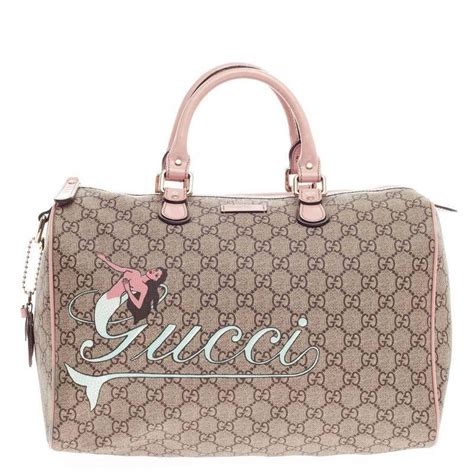 Gucci Mermaid Joy Boston Bag GG Coated Canvas Medium